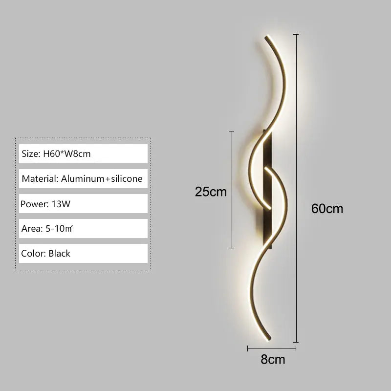 Long Strip LED Wall Lamps for Bedroom Living Room Indoor