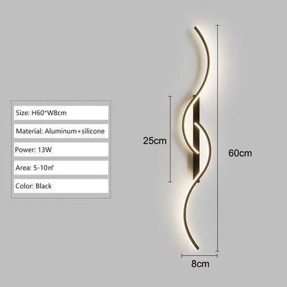 Long Strip LED Wall Lamps for Bedroom Living Room Indoor