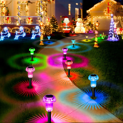 4 Pieces Solar Pathway Lights Outdoor Vibrant LED Mushroom