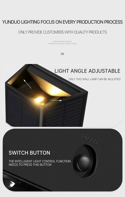 Outdoor LED Solar Wall Light ABS Garden Decoration Wall Light