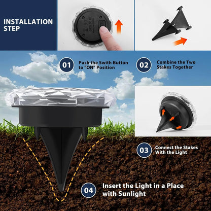 4Pack Outdoor Solar Ground Buried Light Crystal Diamond