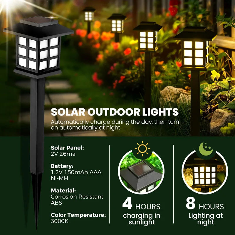 8 Pack Solar Pathway Garden Lights Outdoor Waterproof