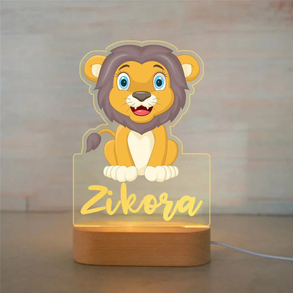 Personalized Children Animal Night Light Custom Name Acrylic Lamp