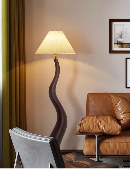Vintage Living Room Floor Lamp Nordic Mushroom Wood Grain Light