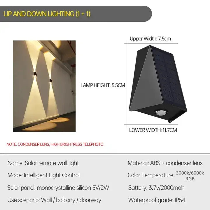 Outdoor LED Solar Wall Light ABS Garden Decoration Wall Light
