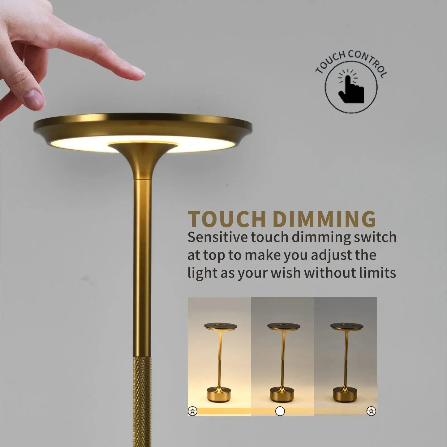 Wireless Table Lamp USB Rechargeable Touch Lamp