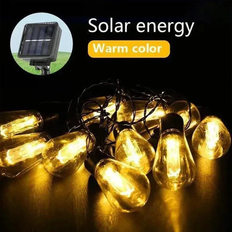 1Pack Outdoor Solar String Lights LED IP65 Waterproof Retro Vintage Bulb
