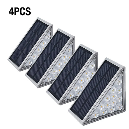 Solar powered staircase step lights, outdoor waterproof