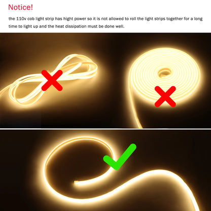 110V 220V Cob LED Tape Outdoor Waterproof Christmas Decor