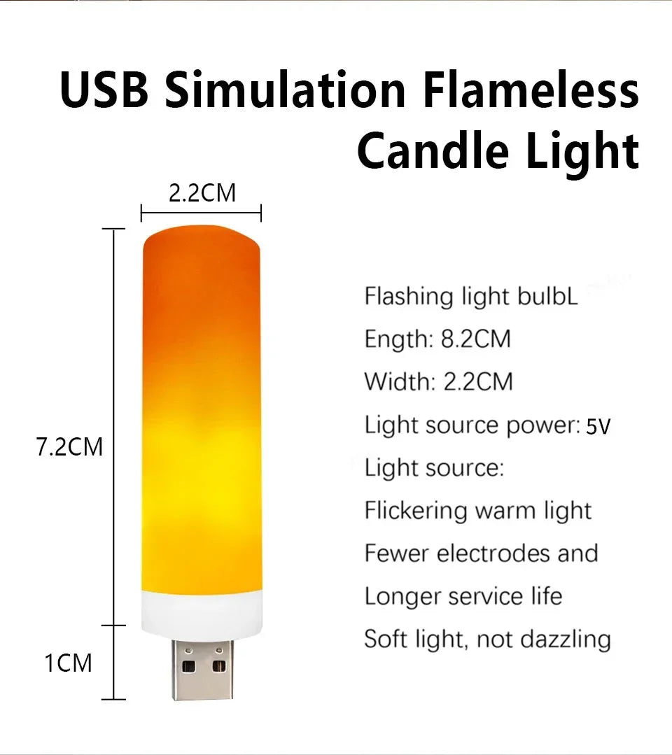 USB LED Night Lamp Simulated Flame Bulbs Night Light Flame Light