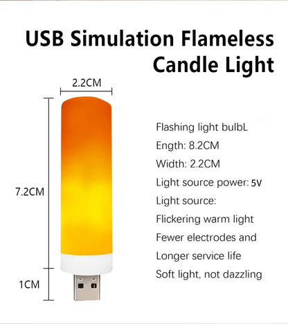 USB LED Night Lamp Simulated Flame Bulbs Night Light Flame Light