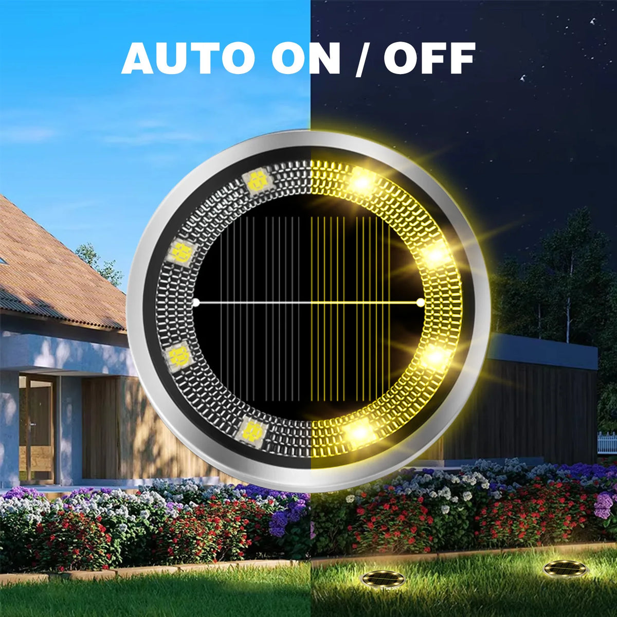 Solar Garden Lights Outdoor 8 LEDs Disk Underground Lamp