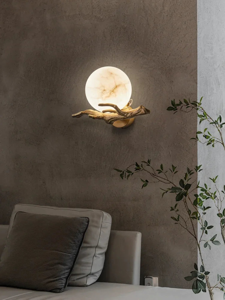Italian Marble Waterproof Wall Lamp Brass LED Porch Light