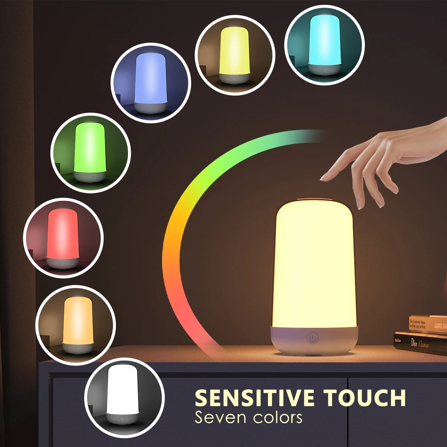 Smart Touch Bedside Table Lamp Dimmable RGB Bluetooth