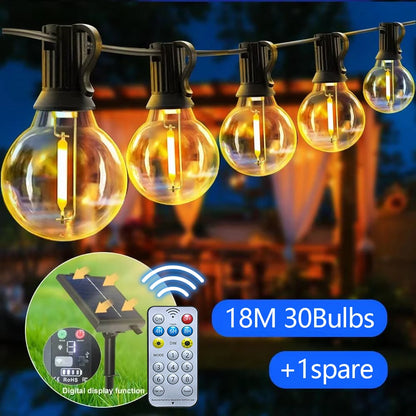 Solar String Lights Outdoor with Remote LED Shatterproof Bulbs