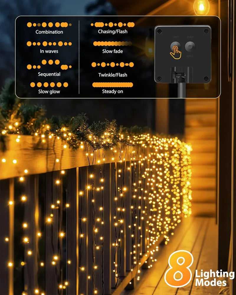 Solar LED String Lights Outdoor Garden Fairy Lights 8 Modes