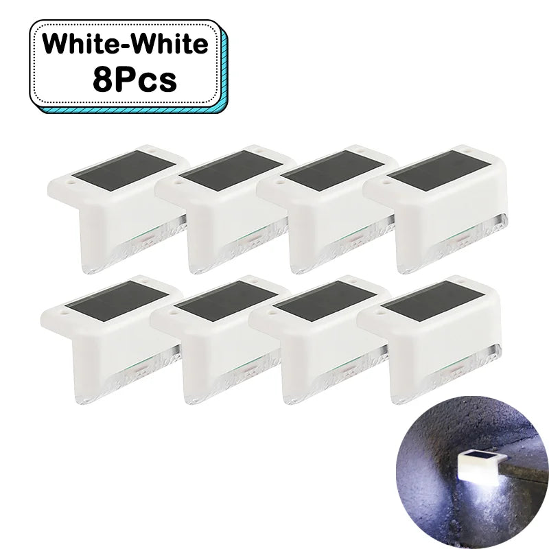 Outdoor Solar Step Lights Warm White LED Waterproof Stair Path Lighting