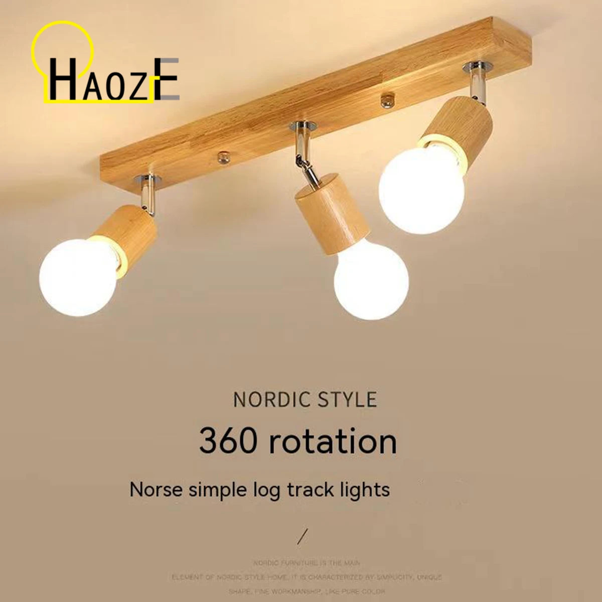Wooden Spotlights Surface Mounted Household LED Rotating