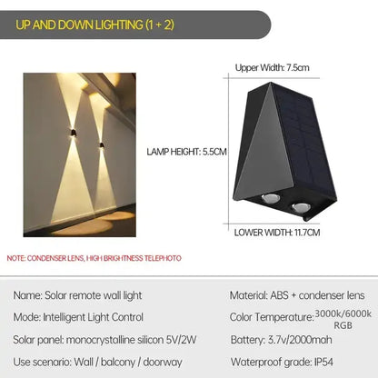 Outdoor LED Solar Wall Light ABS Garden Decoration Wall Light