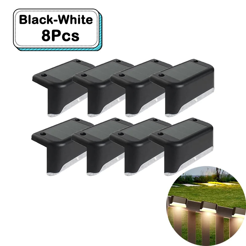 Outdoor Solar Step Lights Warm White LED Waterproof Stair Path Lighting