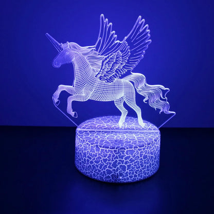 3D Lamp Anime Unicorn LED Night Light RGB