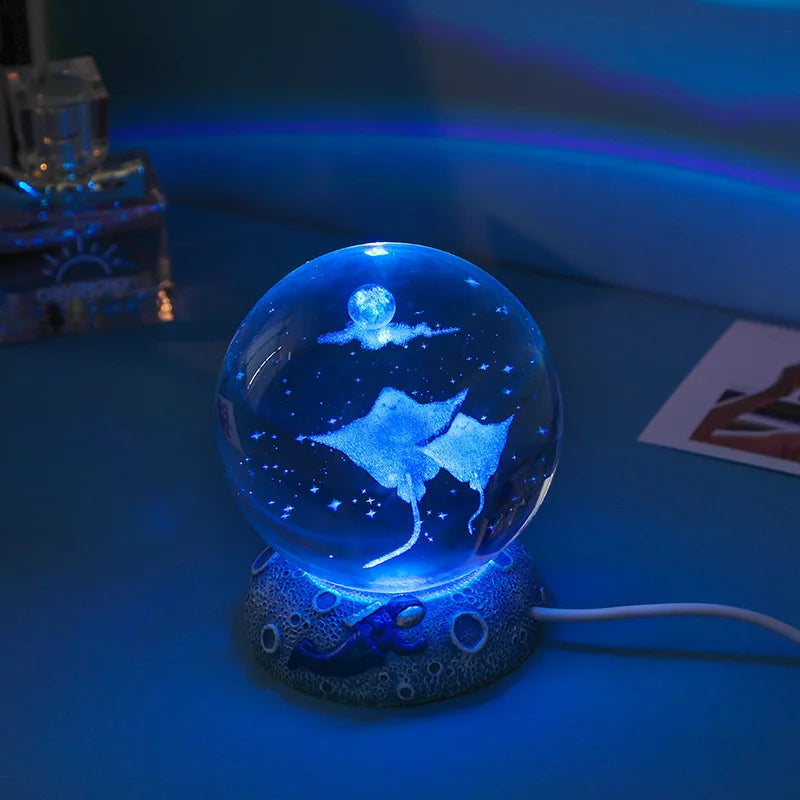 New Crystal Ball Night Light Ornament Luminous Resin Base Glass
