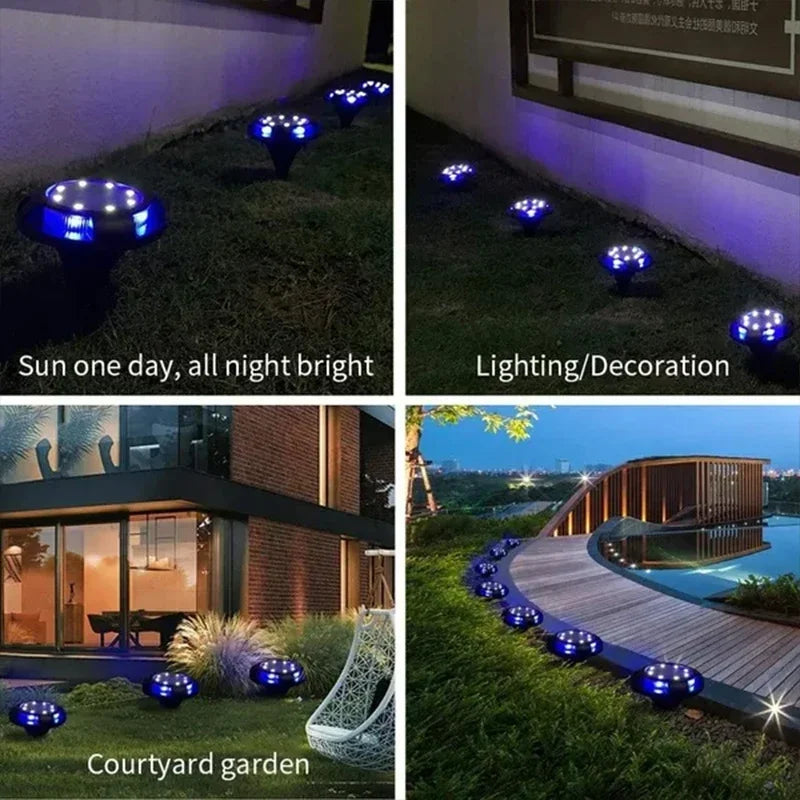 Solar Lights Outdoor 12LEDs Disk Underground Lamp Yard Decoration