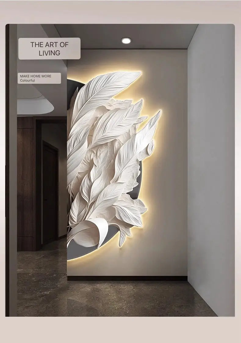 Family Entrance Feather Mural Lamp Modern Lamp