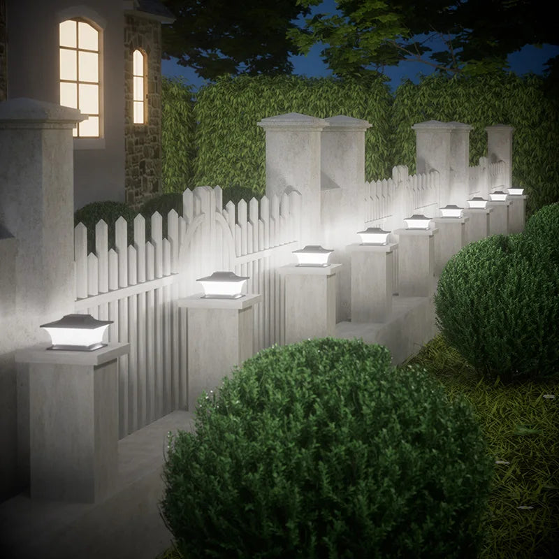 Solar - Powered Outdoor Pillar Lights with Auto On/Off, LED
