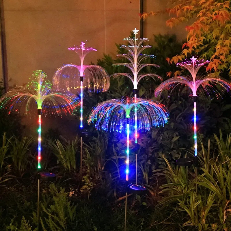 Solar Jellyfish Garden Stake Lights, Color Changing Fiber Optic Star