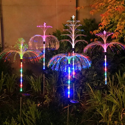 Solar Jellyfish Garden Stake Lights, Color Changing Fiber Optic Star