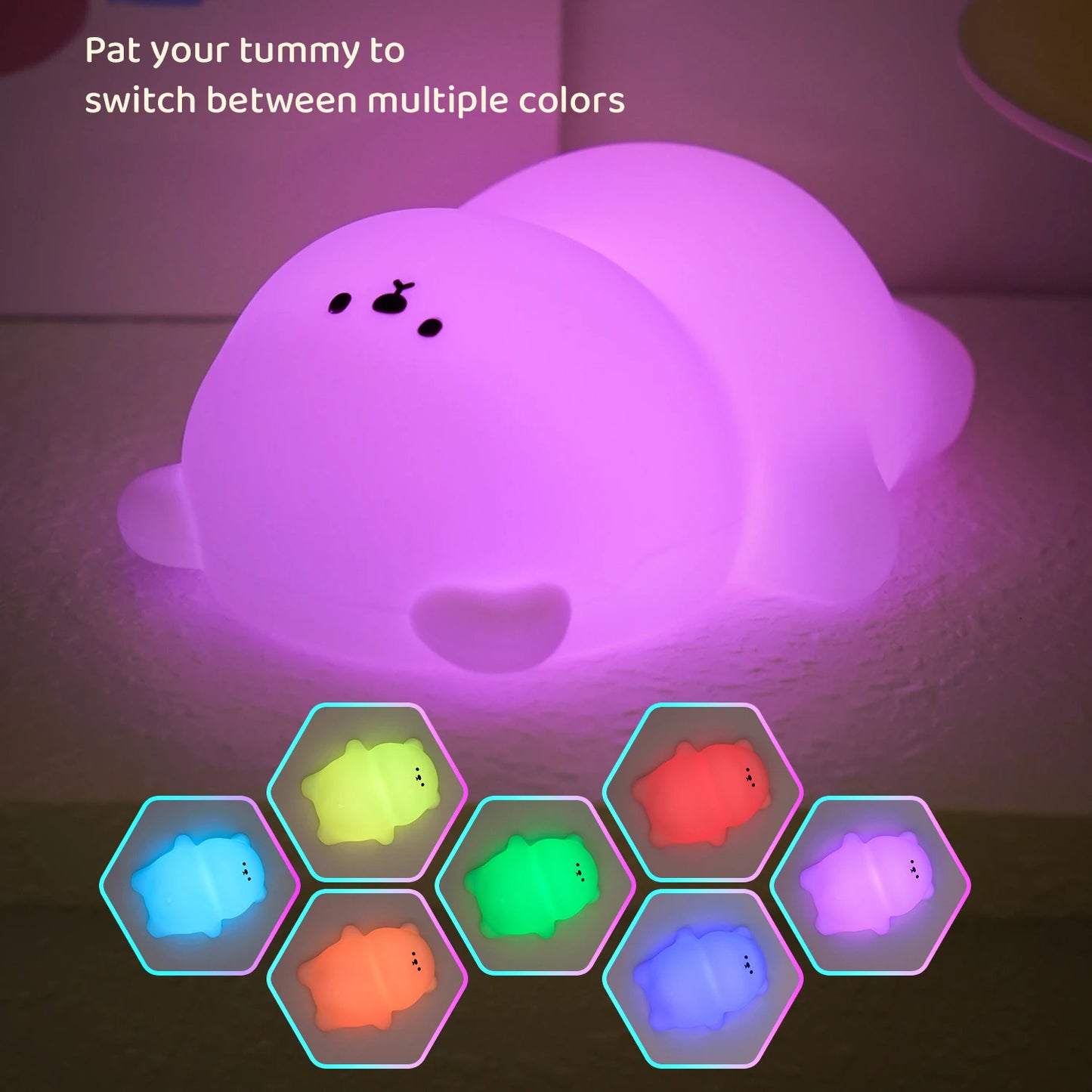 Cute Silicone Night Lamp Lying Flat Bear Desktop Decorative