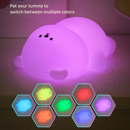 Cute Silicone Night Lamp Lying Flat Bear Desktop Decorative