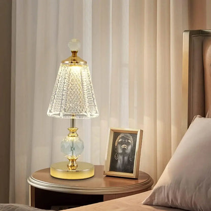Retro Rechargeable Led Light Crystal Wireless Table Lamp