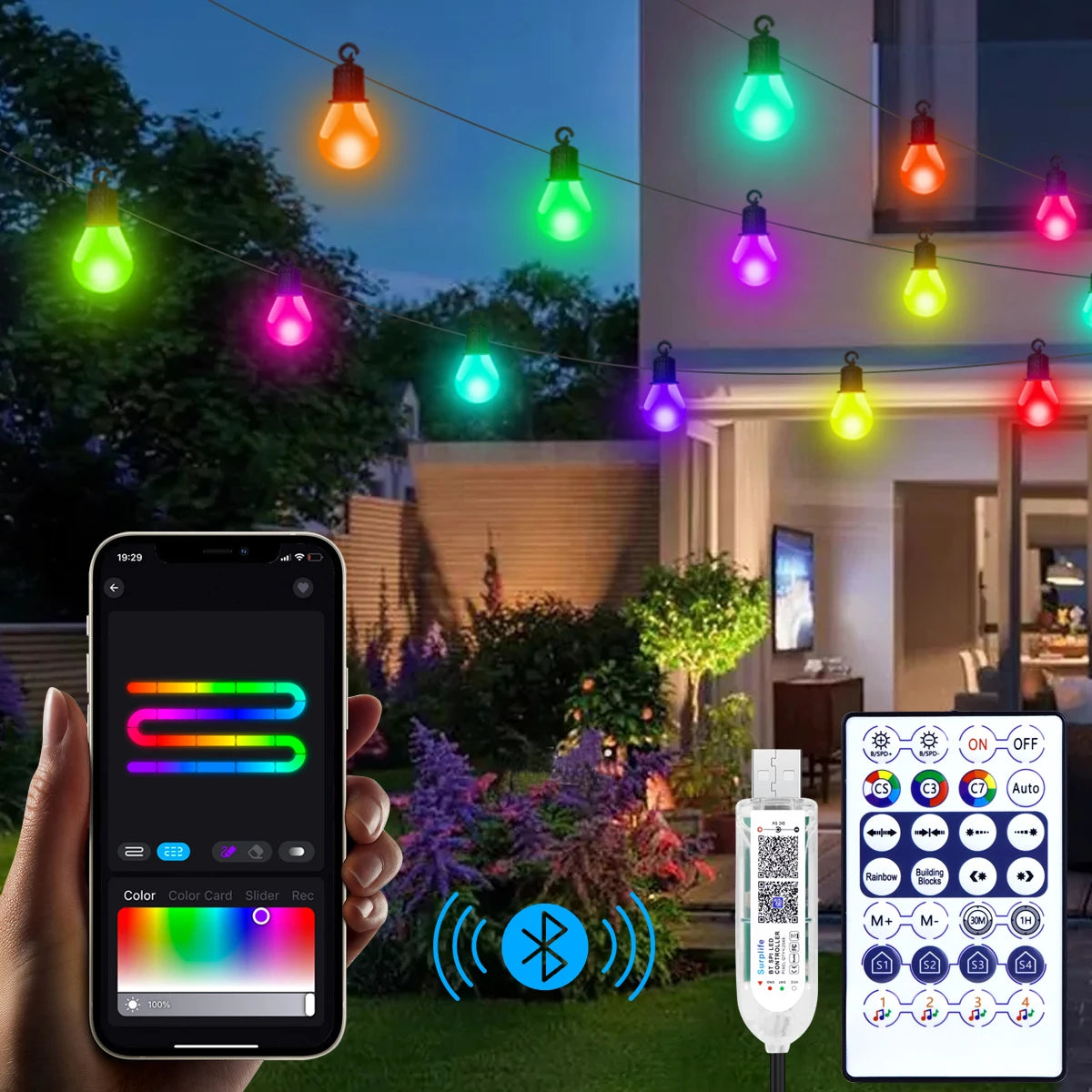 Outdoor Waterproof LED String Light USB 15M 25 Bulbs Fairy Lights