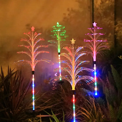 Solar Jellyfish Garden Stake Lights, Color Changing Fiber Optic Star