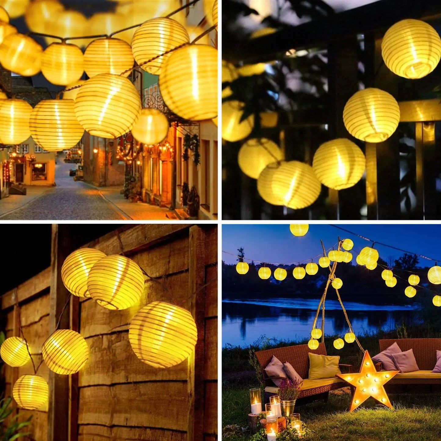 Waterproof Lantern Solar String Fairy Lights LED Outdoor