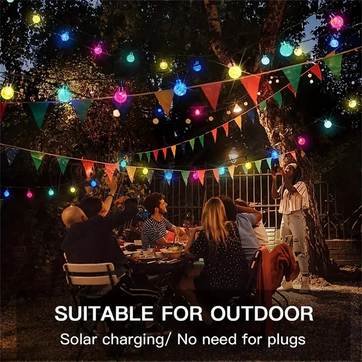 Solar Bubble Ball String Light Outdoor Lighting Waterproof 8 Functions