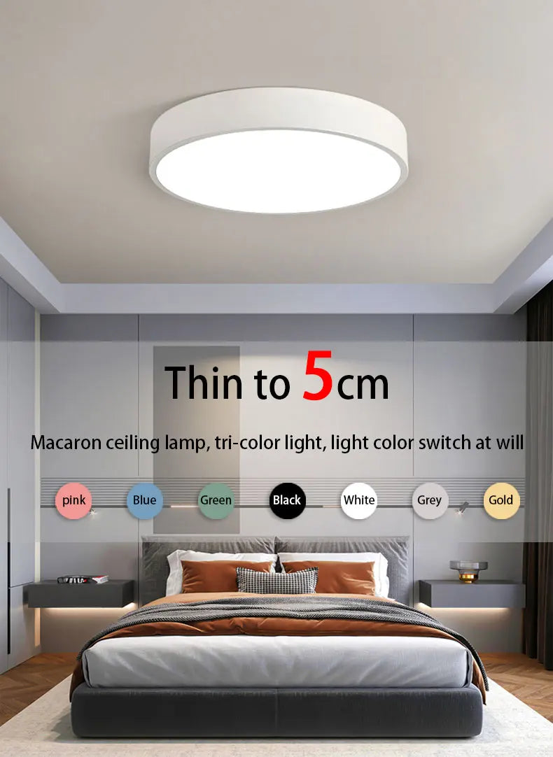 LED Nordic Ceiling Light Circular Grain Macaron Lamp