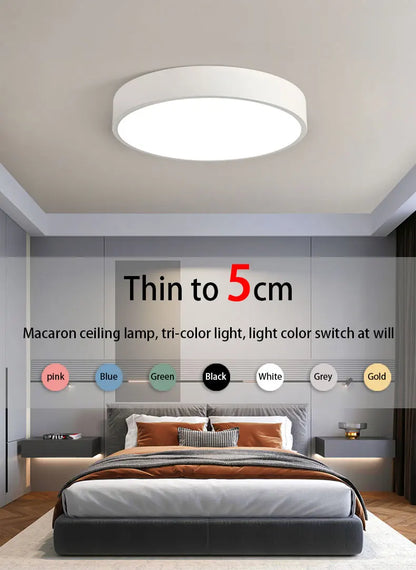 LED Nordic Ceiling Light Circular Grain Macaron Lamp