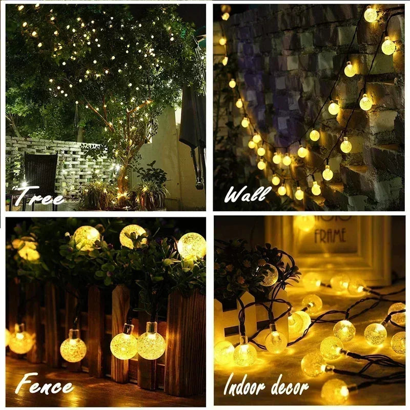 LED Solar-Powered Bubble Ball LED String Light Waterproof Outdoor