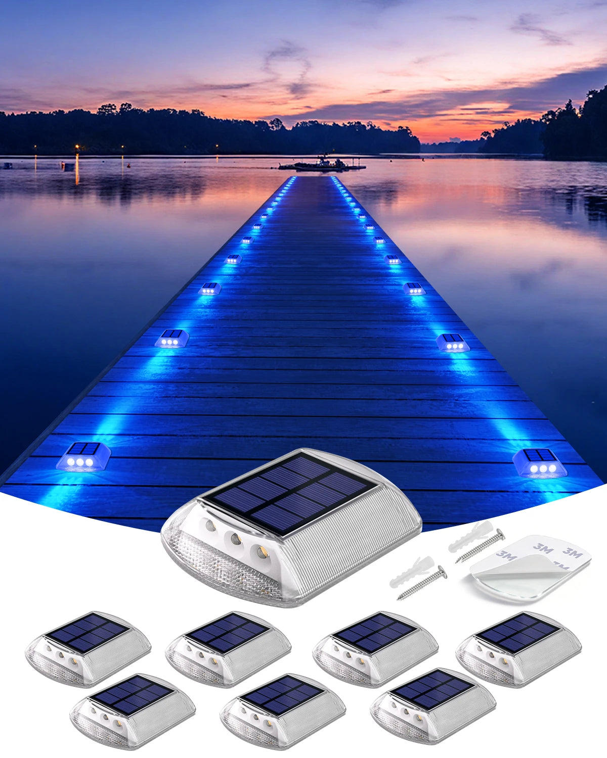 Solar Deck Lights Outdoor Warm White Driveway Lights
