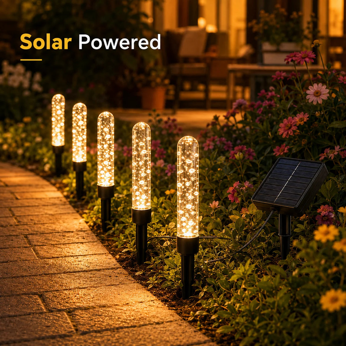 Solar Garden Lights Bubble Stick Pathway Stake Lights