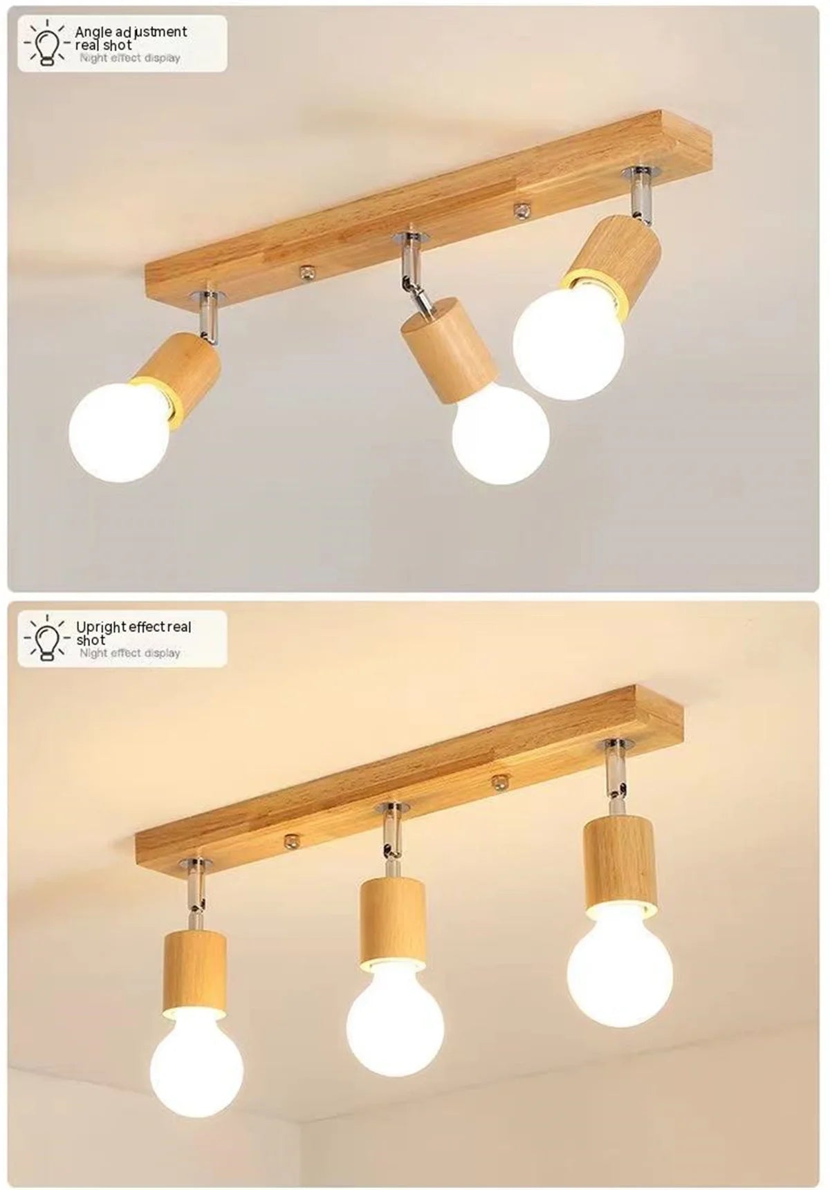 Wooden Spotlights Surface Mounted Household LED Rotating