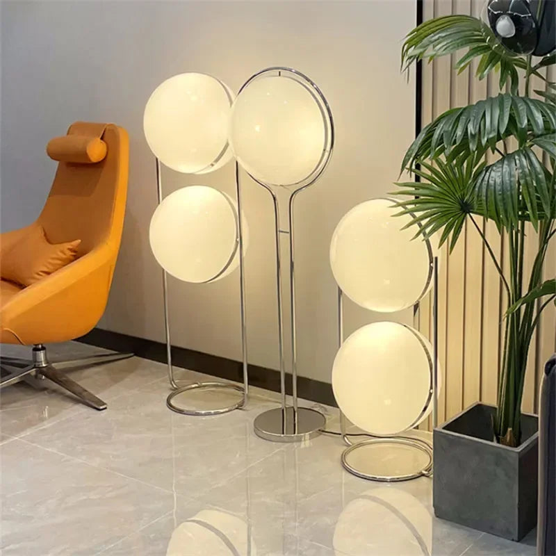 Garrault  Delord Floor Lamp Chrome Metal White Acrylic Ball