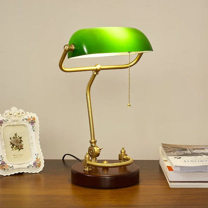 Classical Retro Vintage Metal Wood Bank Table Lamp Led