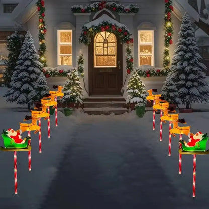 5 Pieces /Set LED Solar Christmas Santa Claus&Reindeer Garden Lights