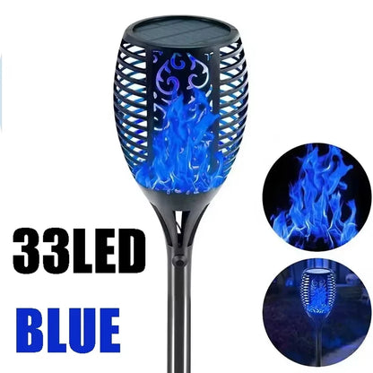 Solar Garden Flame Lights Flickering Flame Lamp Outdoor Lawn Light