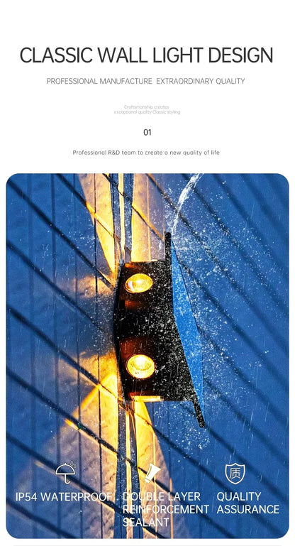 Outdoor LED Solar Wall Light ABS Garden Decoration Wall Light