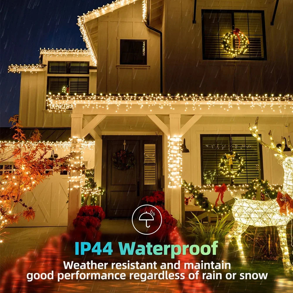 Solar Curtain Icicle Light 3.5M Eaves Outdoor Fairy String Lights